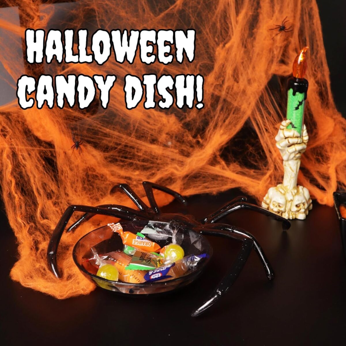 Halloween Plastic Spider Candy Bowl Set of 3 – Orange, Purple & Black