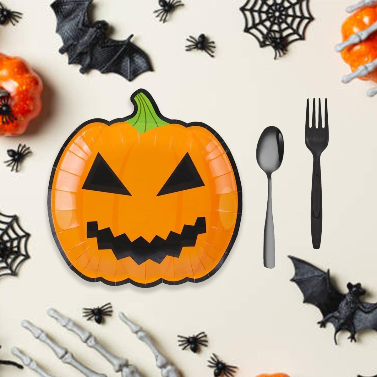 Halloween Orange Pumpkin Plates- Set of 8