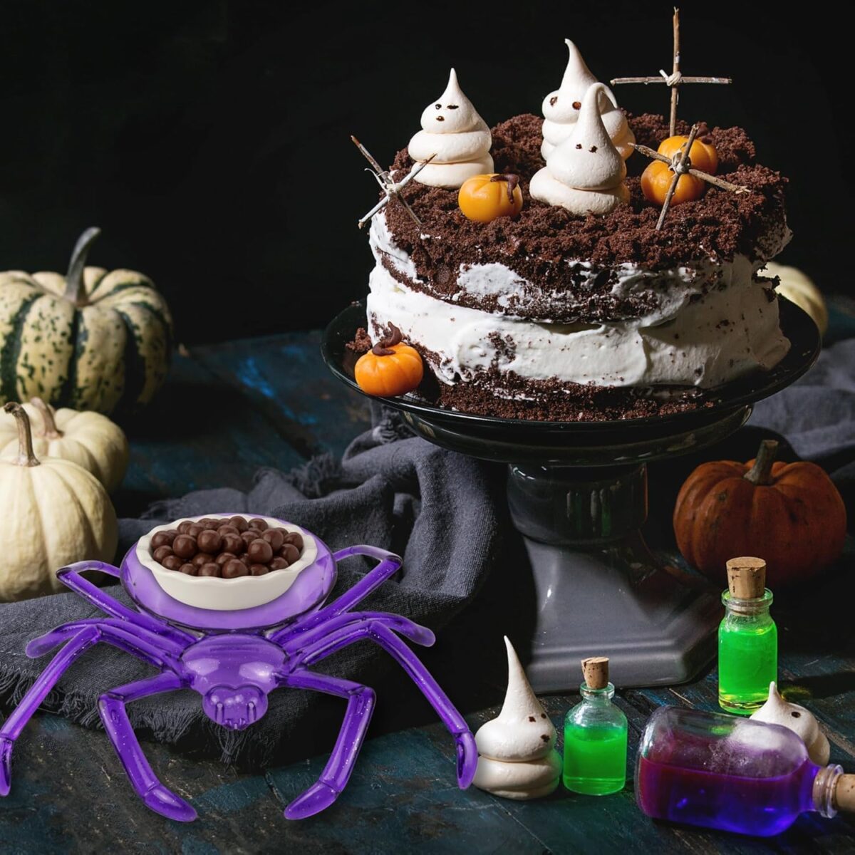 Halloween Plastic Spider Candy Bowl Set of 3 – Orange, Purple & Black