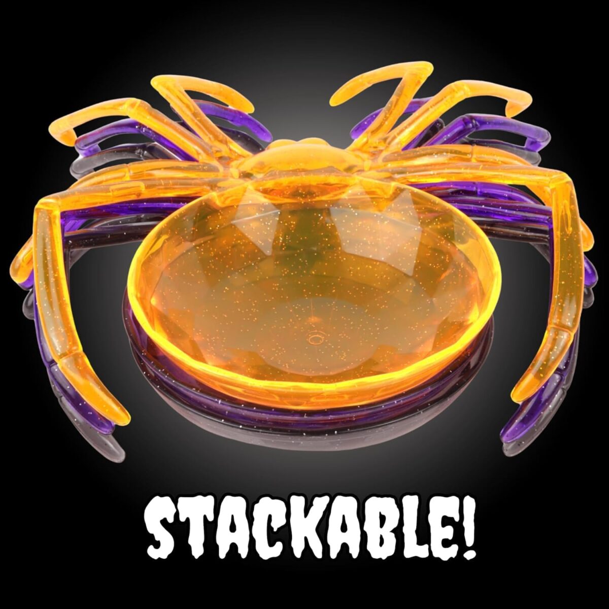 Halloween Plastic Spider Candy Bowl Set of 3 – Orange, Purple & Black