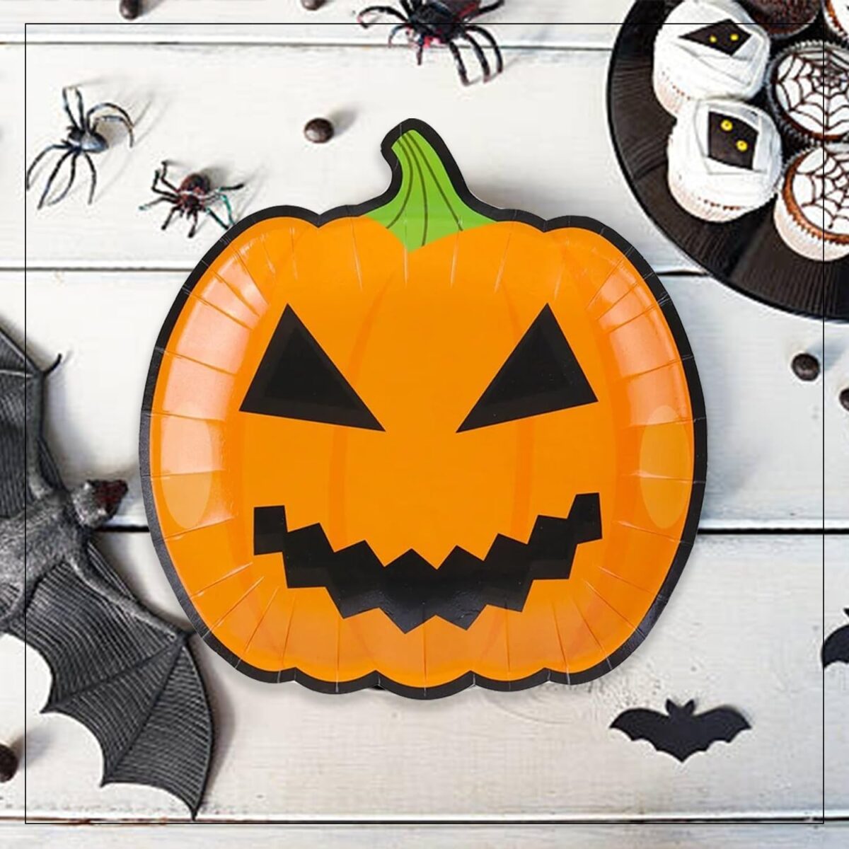 Halloween Orange Pumpkin Plates- Set of 8